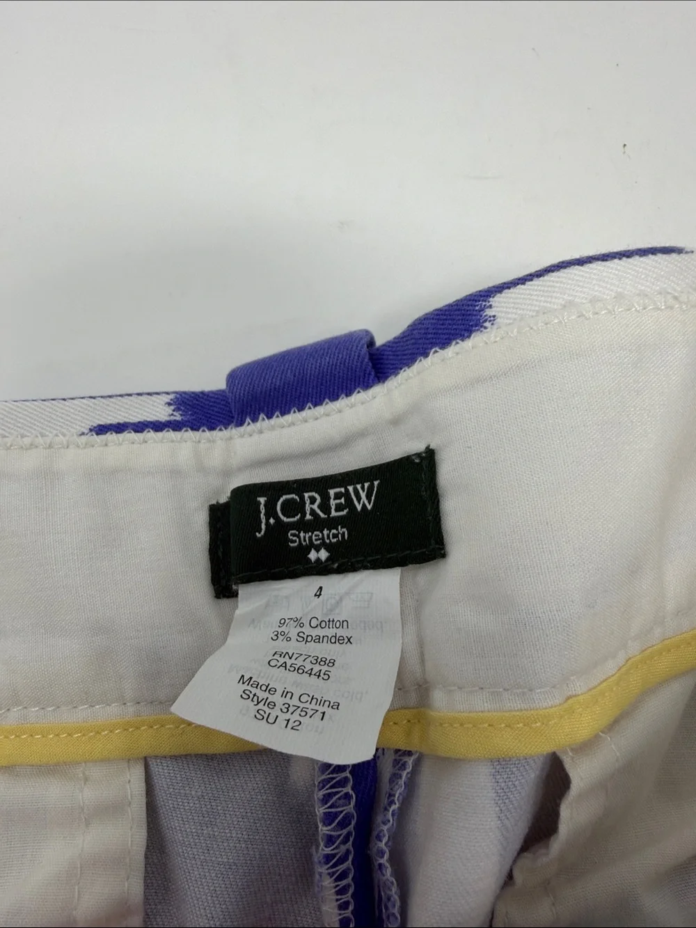 J. Crew Purple and White Abstract Print Flat Front Shorts Size 4
